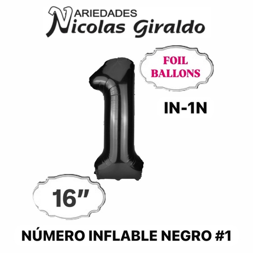 [2D-1751N-1] @Numero inflable negro #1