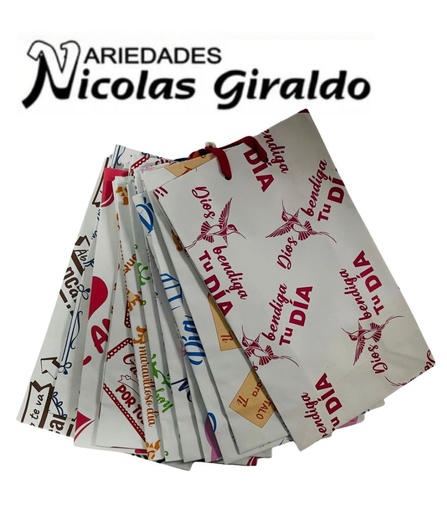 [201040] @Bolsa regalo mensaje blanca Mediana pqt x12 