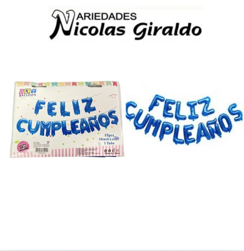 [GI-334A] Inflable "feliz cumpleaños" letra azul