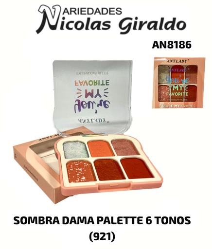 [AN8186] Sombra dama palette 6 tonos (921)