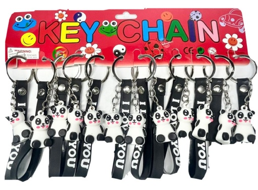 [2D-10425-5] Llavero caucho fino pequeño panda correa pqt X12  