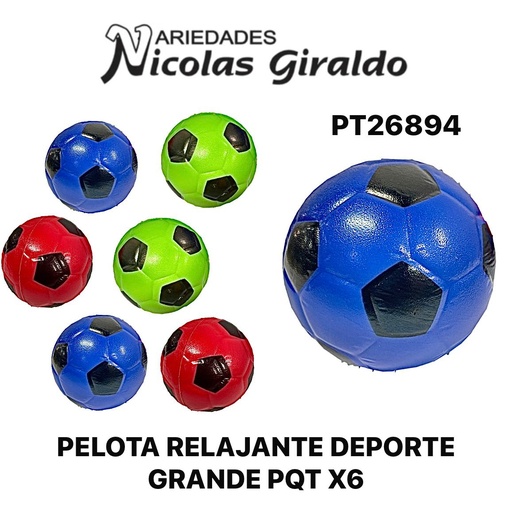 [PT26894] Pelota relajante deporte grande paq x6 