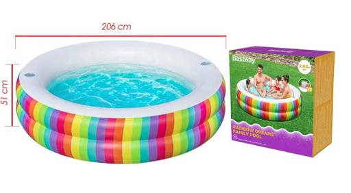 [54443] Piscina inflable grande redonda tricolor 206x51cm 