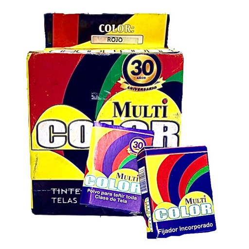 [TMUL-001] Tinte ropa multicolor rojo caja x12