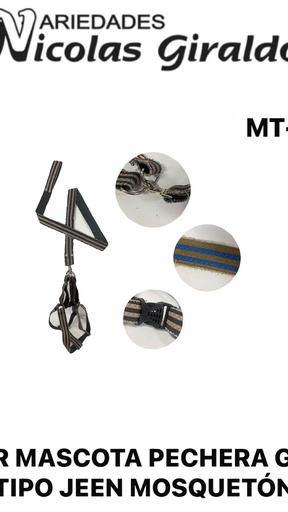 [MT-F254] Collar mascota pechera grande tipo jeen  mosqueton 