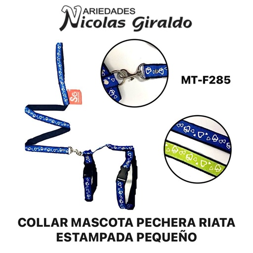[MT-F285] Collar mascota pechera riata estampada pequeño  