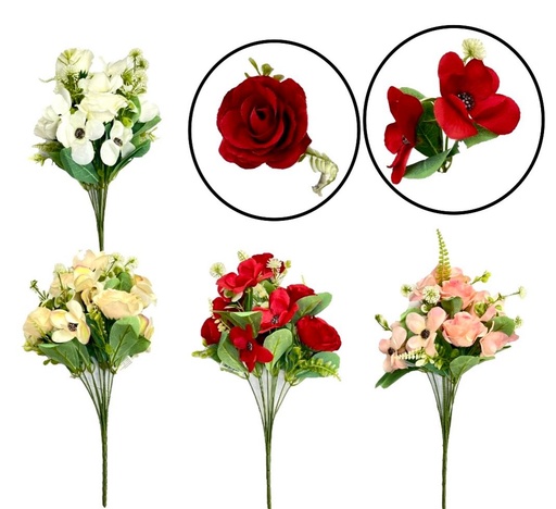 [PT22555] Flor ramo x10 tallos surtida flores y rosas