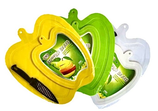 [PT27109] Tabla picar x2 mas cuchillo manzana 28x32