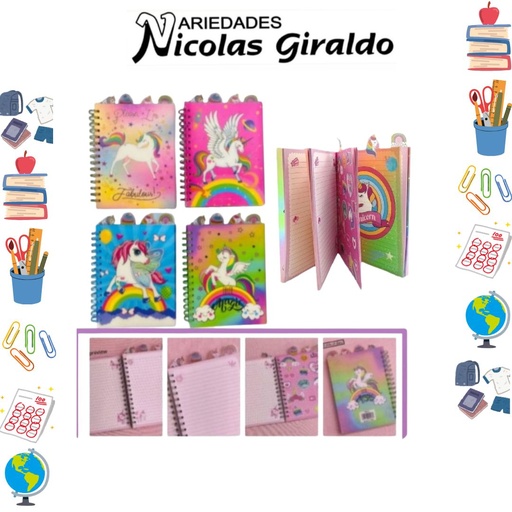 [PP006] Agenda argollada grande unicornio 