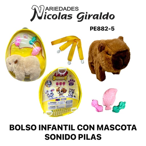 [PE882-5] Bolso infantil con mascota sonido pilas  