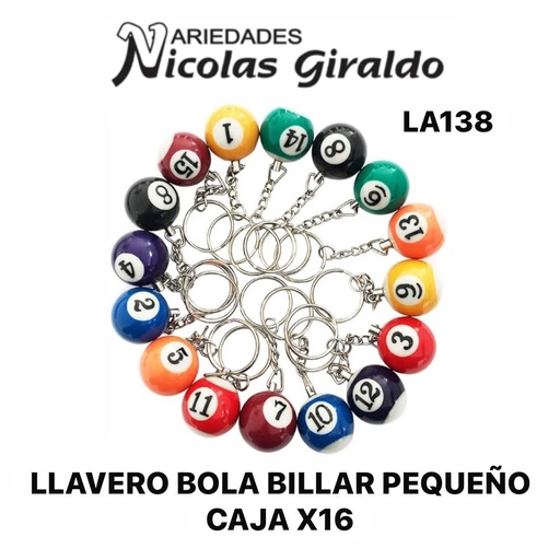 [LA138] @Llavero bola billar pequeño caja x16