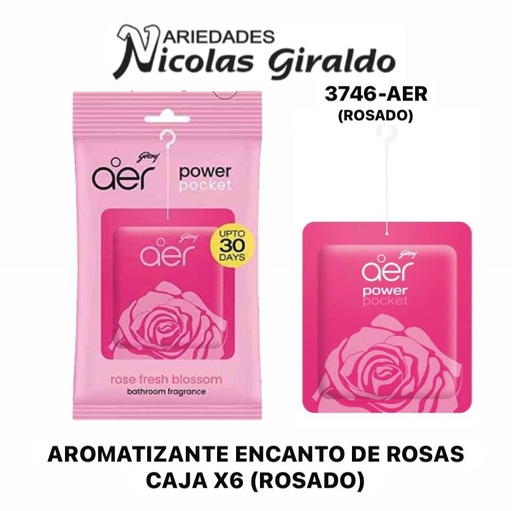 [3746-AER] Aromatizante encanto de rosas caja x6 (rosado)  