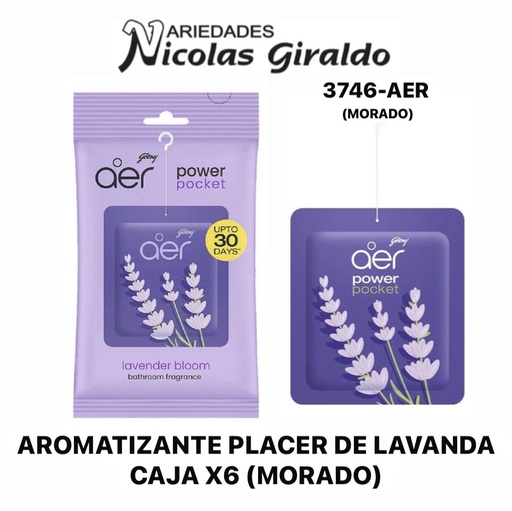 [3746-AER] Aromatizante placer de lavanda caja x6 (morado)   