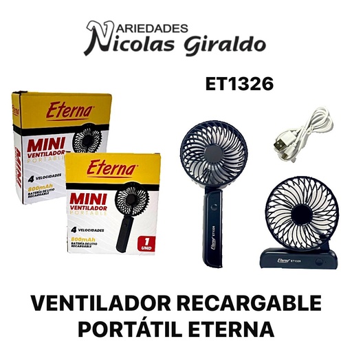 [ET1326] Ventilador recargable portatil eterna