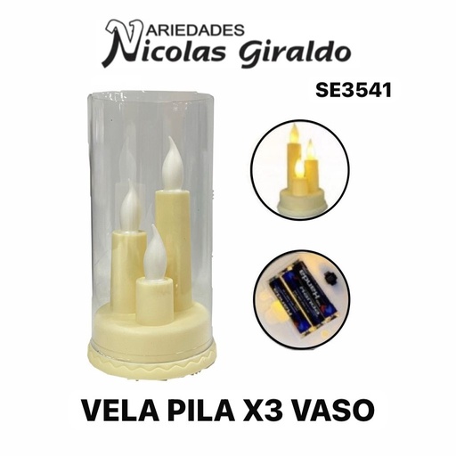[SE3541] Vela pila x3 vaso 