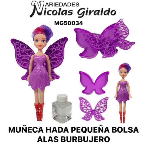 [MG50034] Muñeca hada pequeña bolsa alas burbujero 
