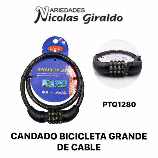 [PTQ1280] Candado bicicleta grande de clave 