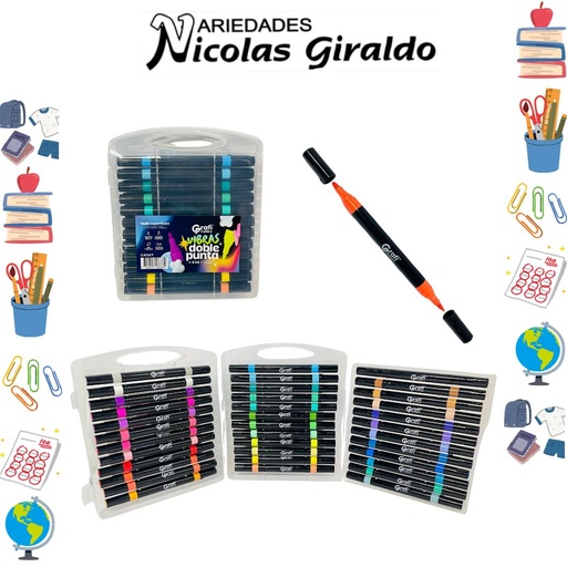 [GR387] Marcador vinilo doble punta surtido x36 graficolors 