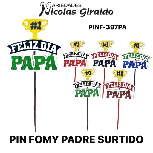 [PINF-397PA] Pin fomy Padre surtido paquete x