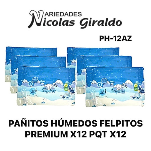 [PH-12AZ] Pañitos humedo felpitos premium x12  PQT X12 