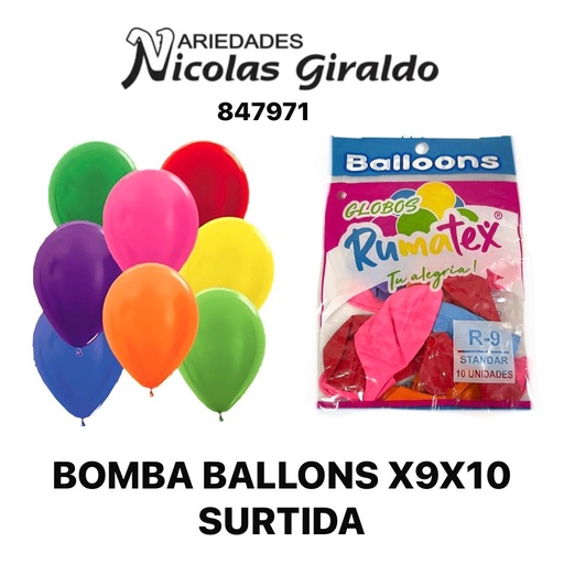 [847971] (385353)Bomba ballons r9x10 surtida