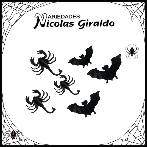 [BH-022]  Alacran y murcielago halloween plastica x50 