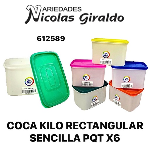 [612589] Coca kilo rectangular sencilla PQT X6
