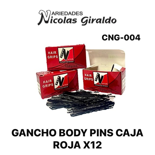 [CNG-004] Gancho body pins caja roja pqt X12