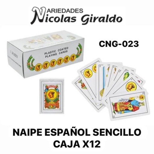 [CNG-036-E] (CNG-023)Naipe español sencillo caja x12 