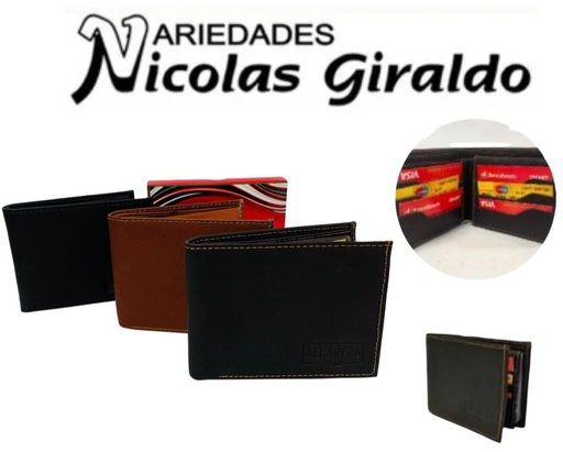 [110-405] Billetera hombre de cuero fina en caja