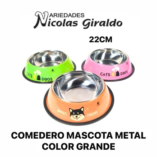 [22CM] @Comedero mascota metal color grande