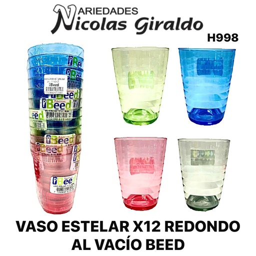 [H998] Vaso estelar x12 redondo al vacio beed