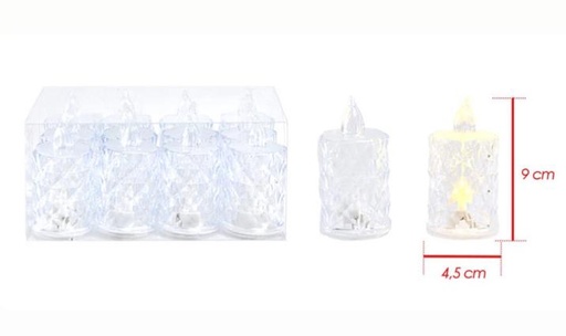 [PT25033] Vela pila transparente redonda caja x12 