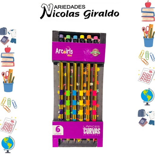 [ETA006] Lapiz eterna arcoiris curvas x6 