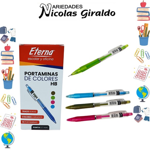 [ET1303] Portaminas eterna neon transparente 0.7 mm caja x12 