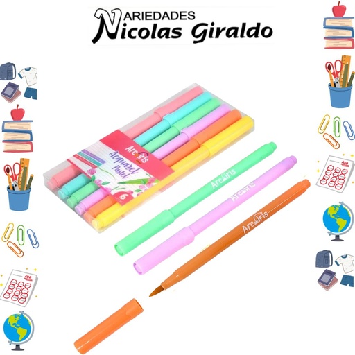 [ETA012] Marcador arcoiris pastel x6 eterna 