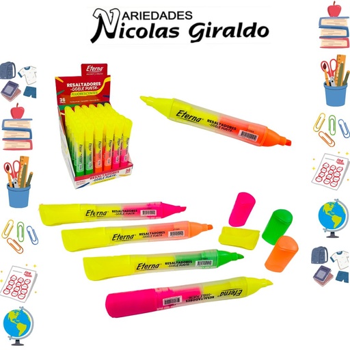 [ET1265] Resaltador eterna doble punta caja x36 