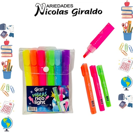 [GR386] Resaltador graficolors grueso x6