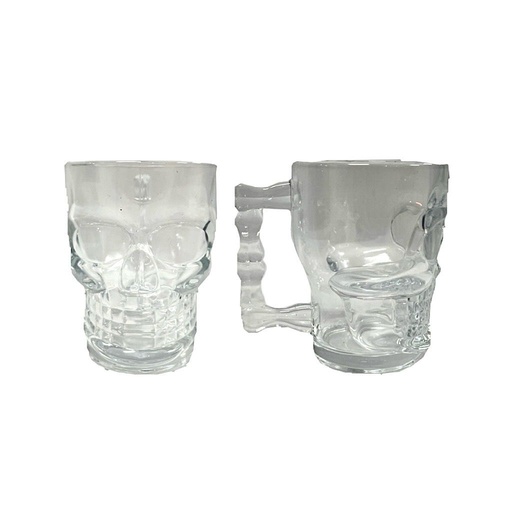 [KL-300ML] Vaso cervecero vidrio x2 calavera pequeño