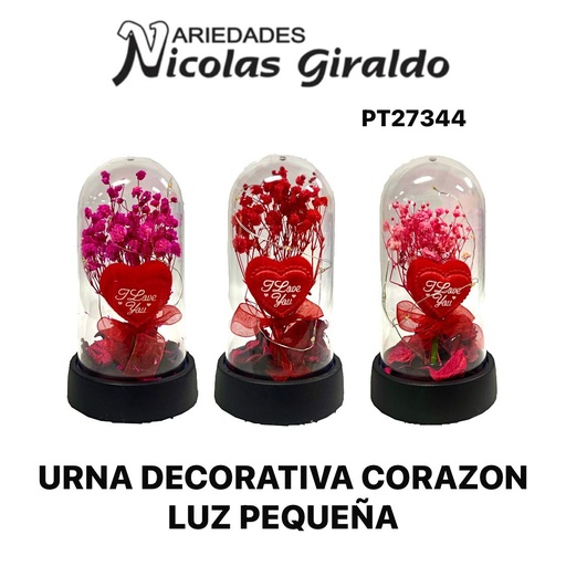 [PT27344] Urna decorativa corazon luz pequeña 