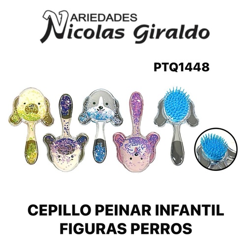 [PTQ1448] Cepillo peinar infantil figuras  perros