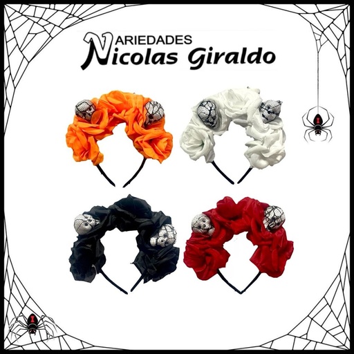 [KL421652-45] Diadema halloween catrina flores con calavera