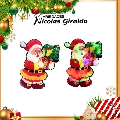 [T835] @INSTALACION FIGURA LED PAPA NOEL 2 CARAS 20 LUCES  