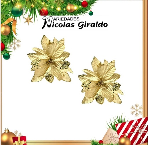 [A3851D] @FLOR NAVIDEÑA MEDIANA  DORADA