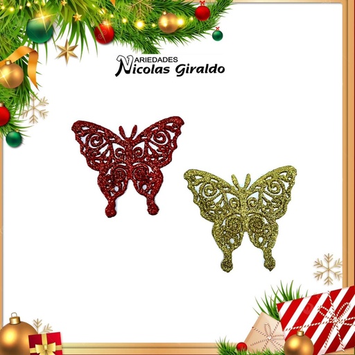 [A1668] @ADORNO NAVIDAD MARIPOSA MIRELLA BOLSA X2  