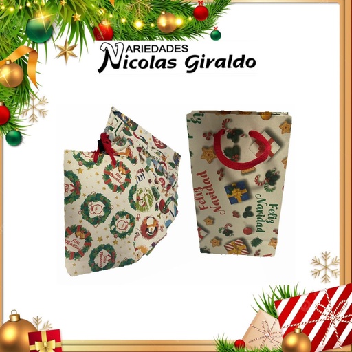 [206030] @BOLSA NAVIDEÑA NATURAL MEDIANA PQT X12  