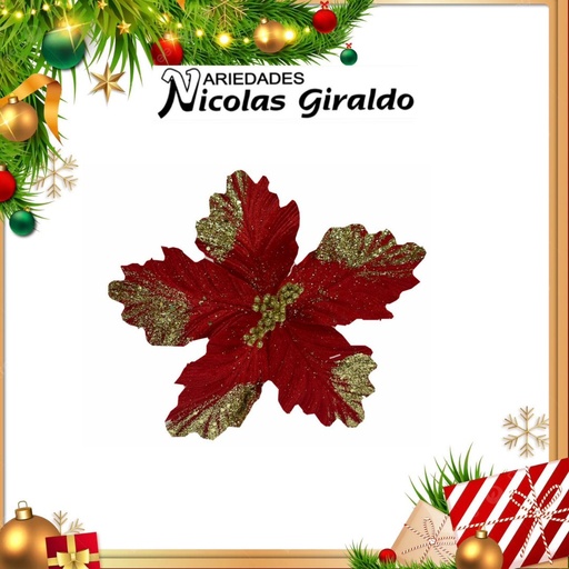 [A4136R] @FLOR NAVIDEÑA MEDIANA ROJA