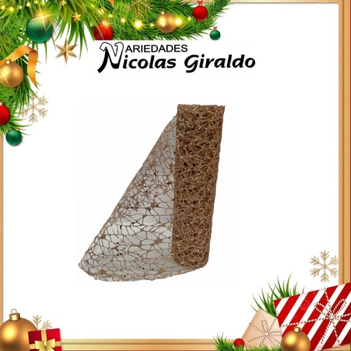 [SMR25-131] MALLA DECORATIVA 26CM 3 YARDAS NIDO PAJARO PALO ROSA