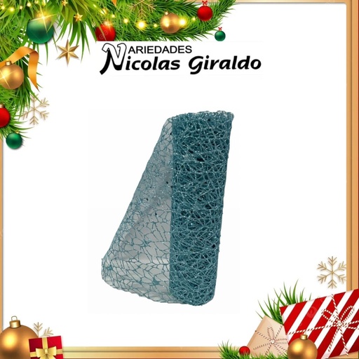 [SMR25-135] MALLA DECORATIVA 26CM 3 YARDAS NIDO PAJARO CELESTE