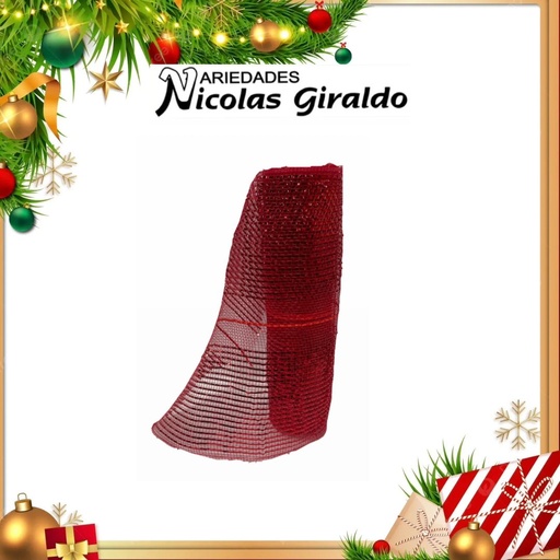 [SMR25-117] MALLA DECORATIVA 26CM 5 YARDAS ROJA 